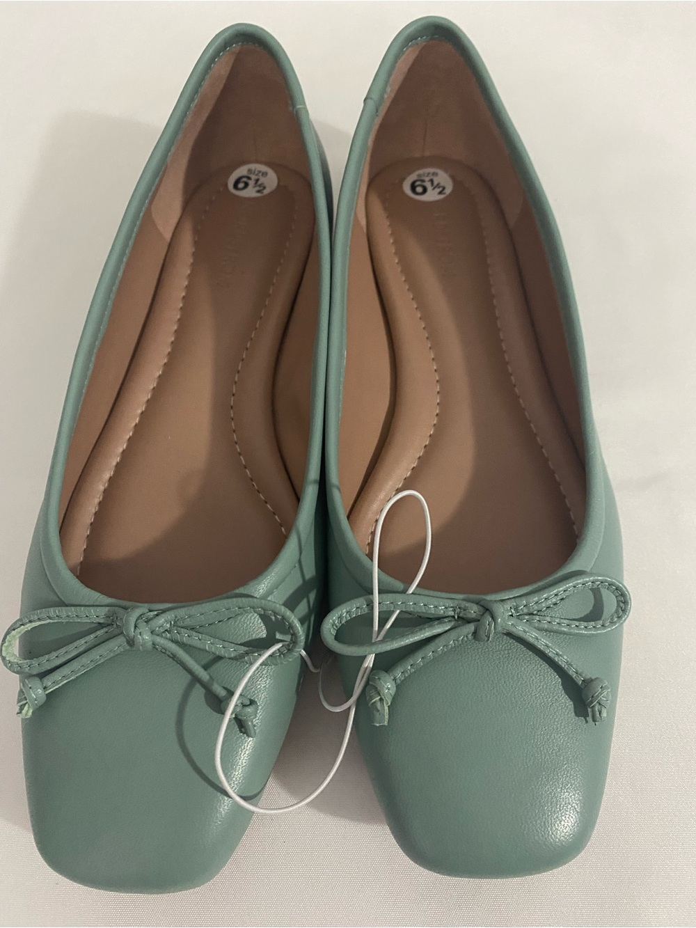 Women’s Mint Green Nordstrom Leather Ballerina Flats Size 6.5 New